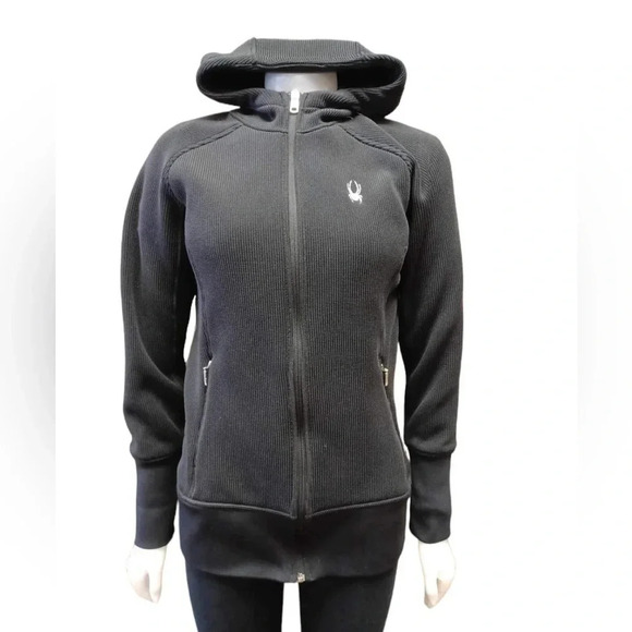 Spyder Full Zip Hoodie Mid Weight  Black Sweater Size XL - Picture 2 of 15